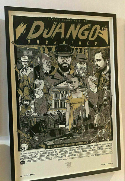 Django Unchained by Tyler Stout Framed Museum Glass Mondo Poster